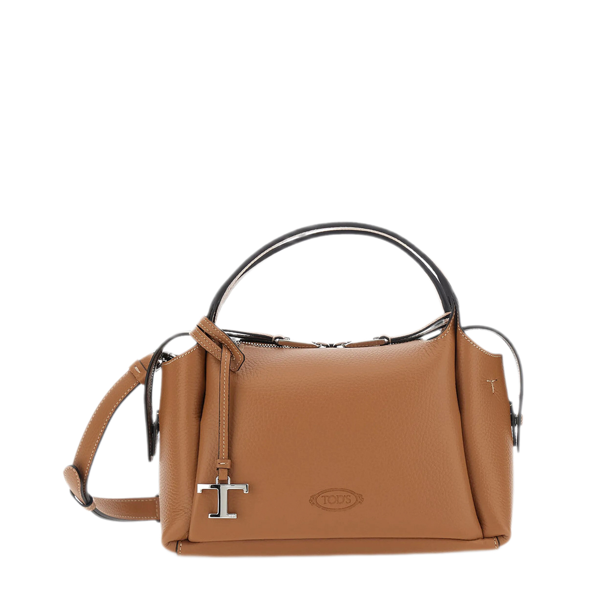 Leather Top Handle Bag - Brown