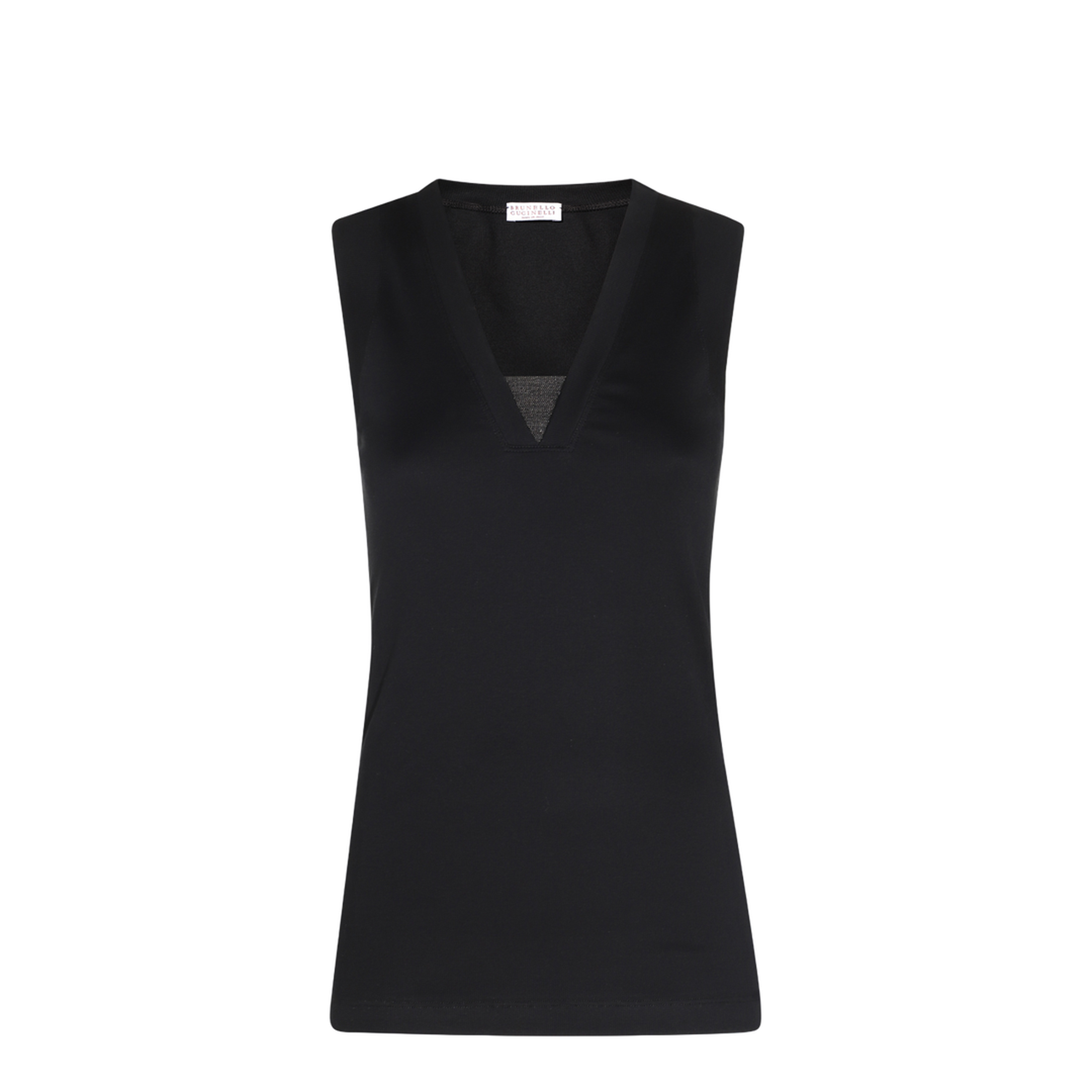 Black Cotton Blend Tank Top