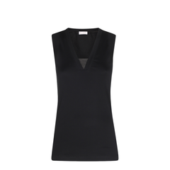 Black Cotton Blend Tank Top