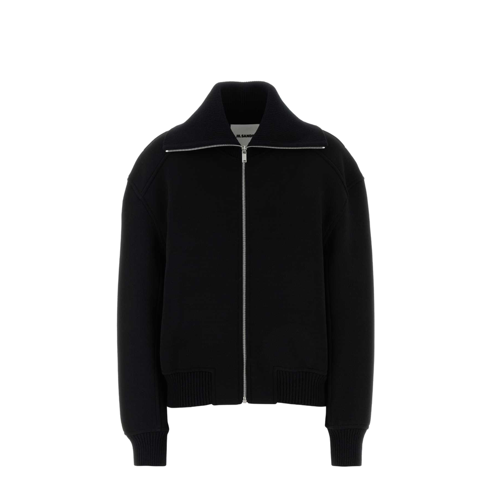 Black Wool Blend Bomber Jacket