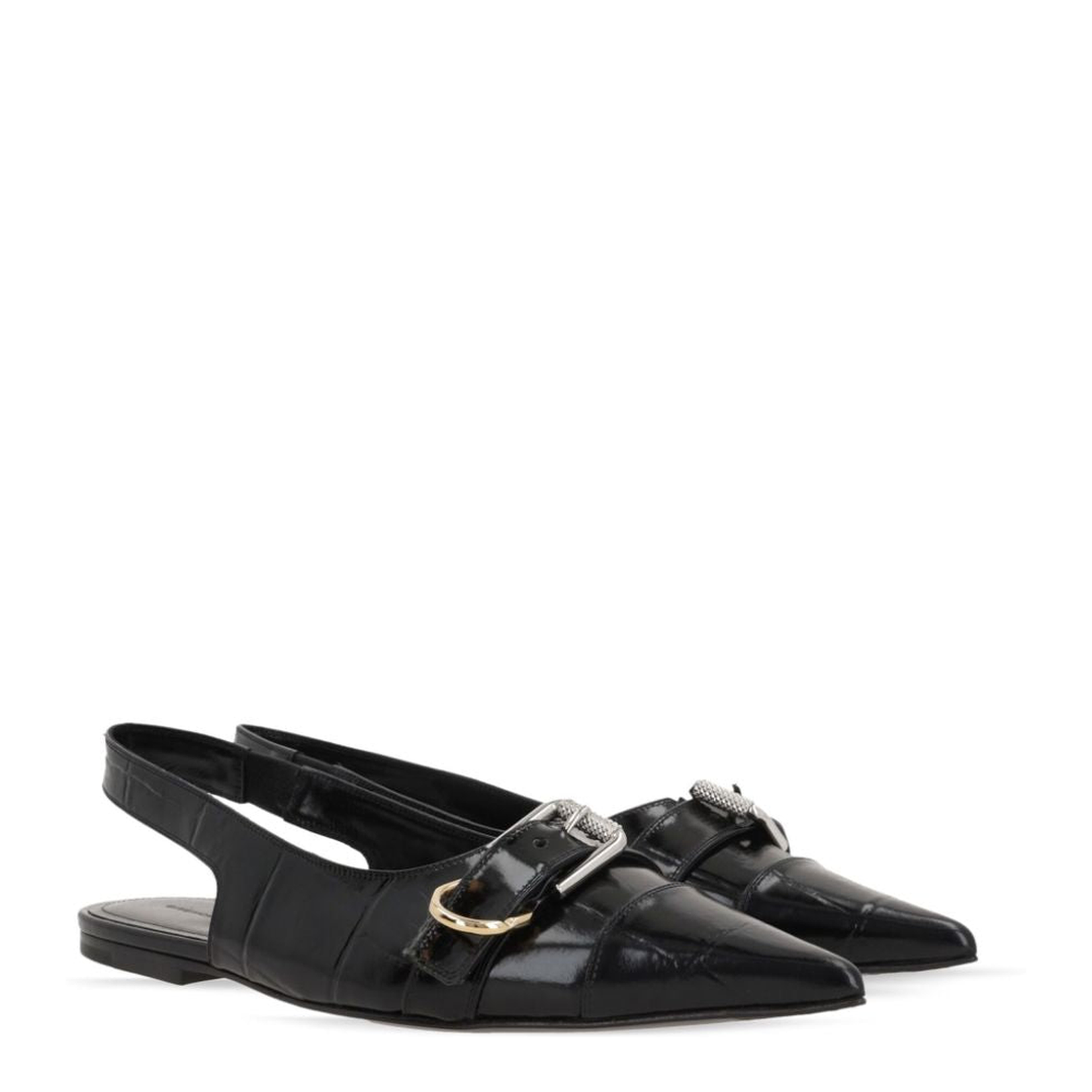 Embossed Crocodile Effect Flat Shoes