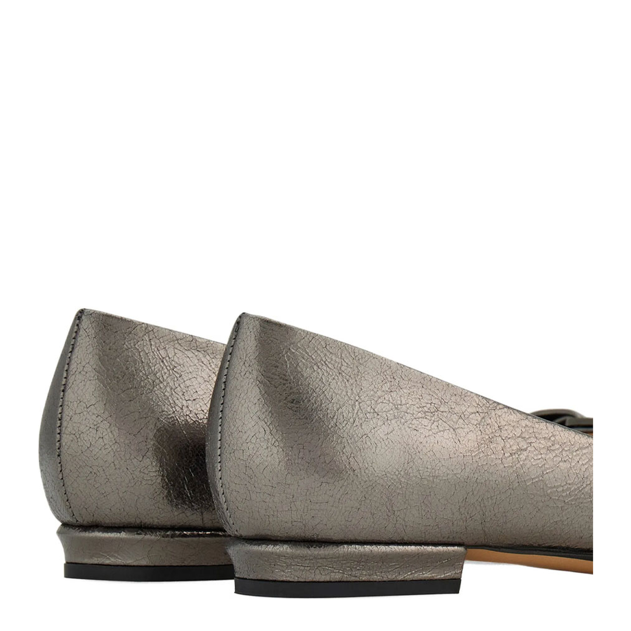 MAYFEYR - Ferragamo - Varina Crackled Laminated Metallic Leather Ballet Flat - 01L3420795428