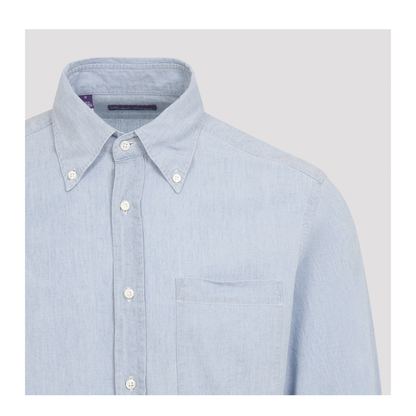 MAYFEYR - RALPH LAUREN PURPLE LABEL - Medium Wash Blue Cotton Sport Shirt - 790P05933001MEDIUM