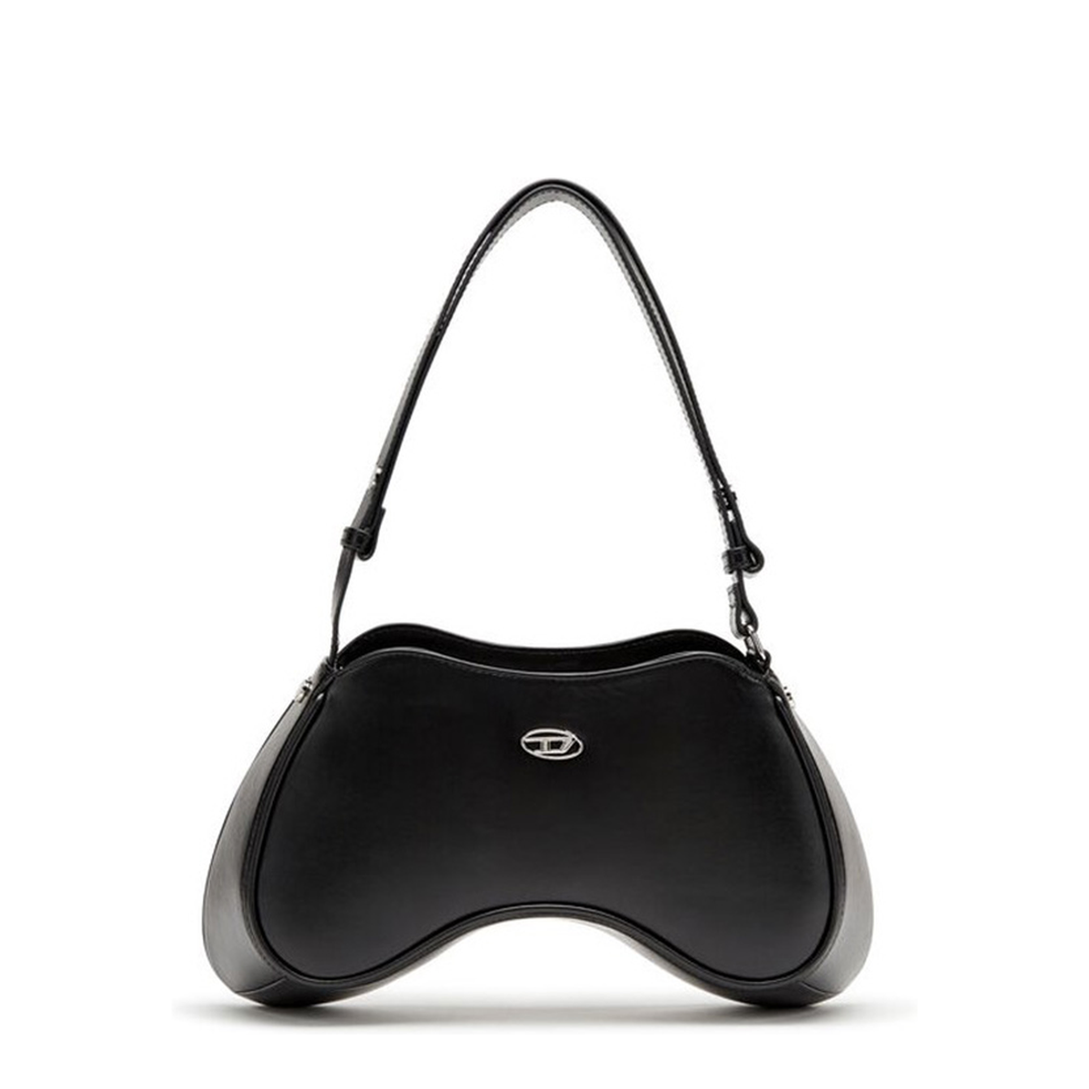 Play Semi-Gloss Leather Shoulder Bag - Black