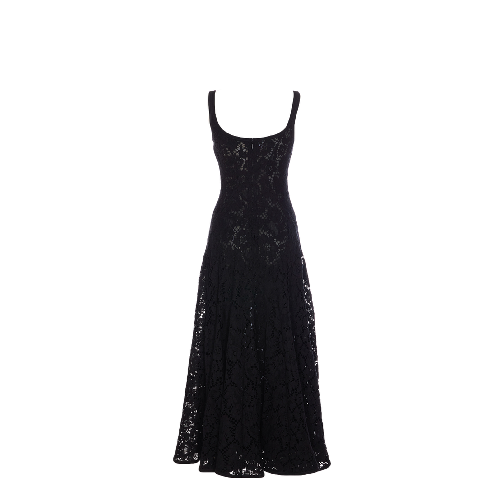 Floral Print Lace Dress - Black
