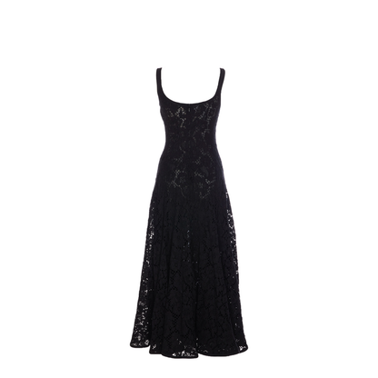 Floral Print Lace Dress - Black
