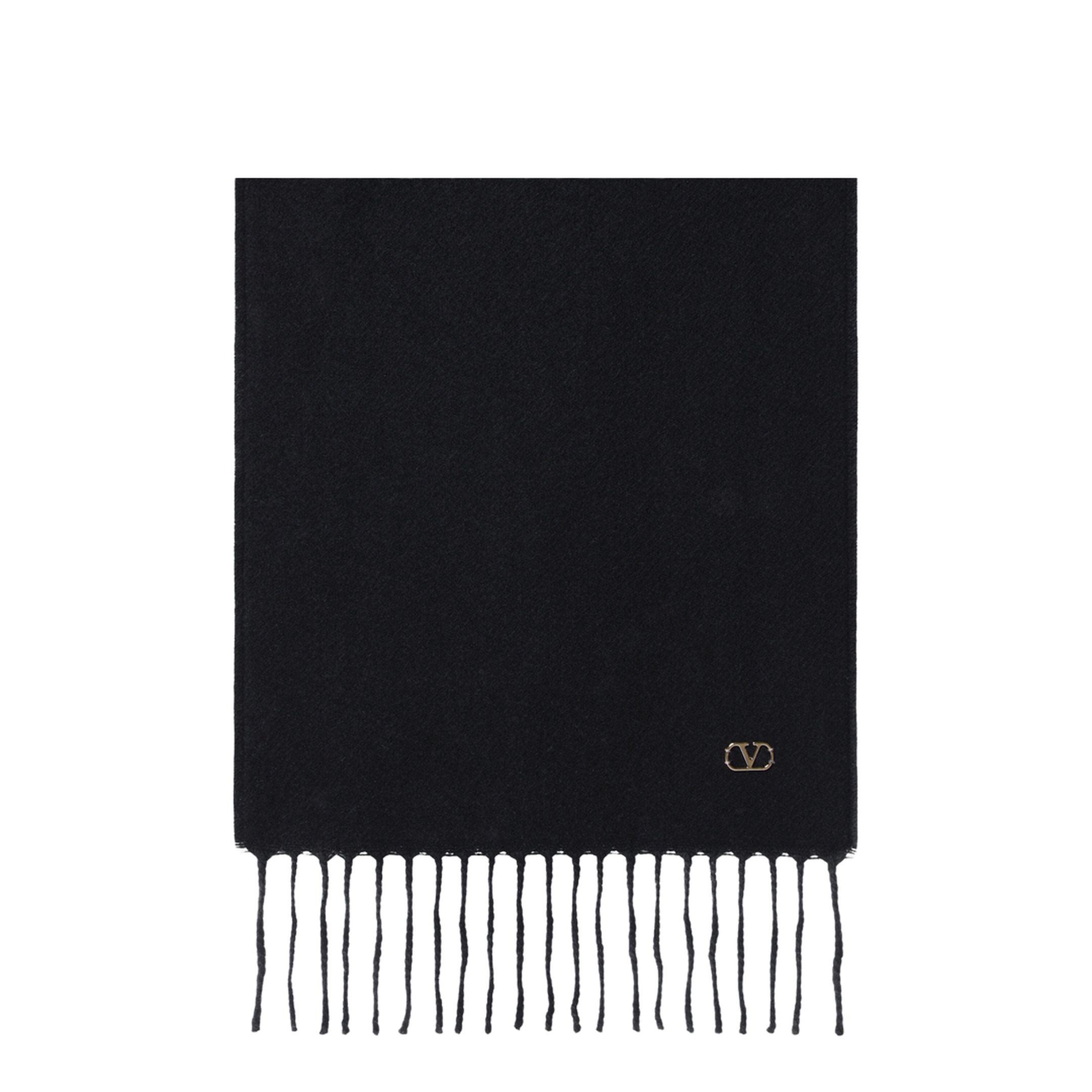 MAYFEYR - Valentino - Black Cashmere Scarf With Vlogo Detail - 9W2ET01MEUWN06