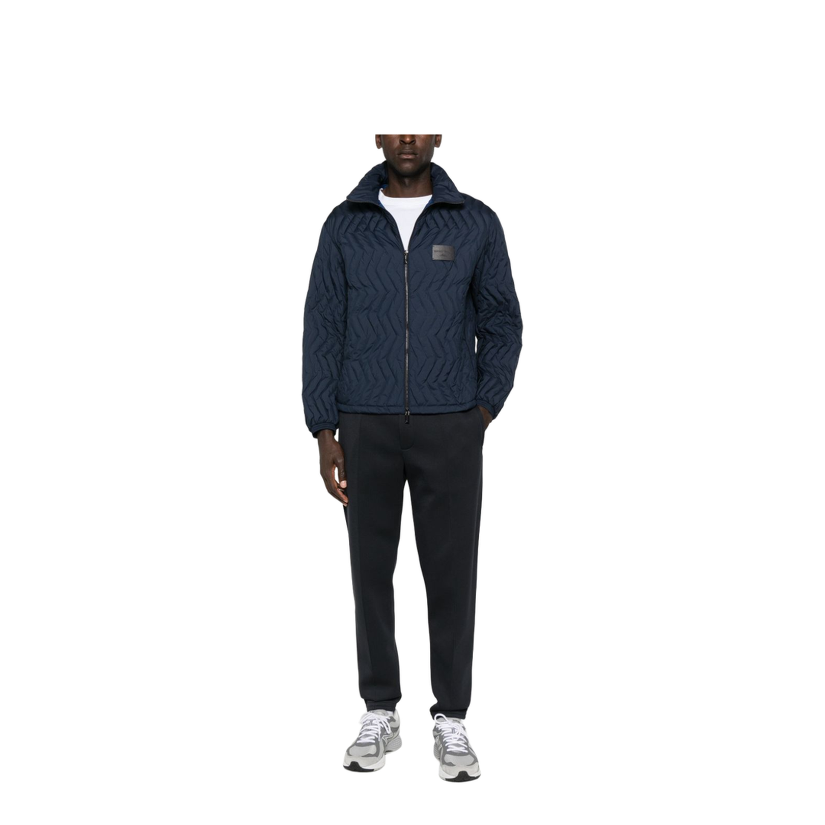 Full-zip Down Jacket in Chevron Quilted Ripstop Nylon