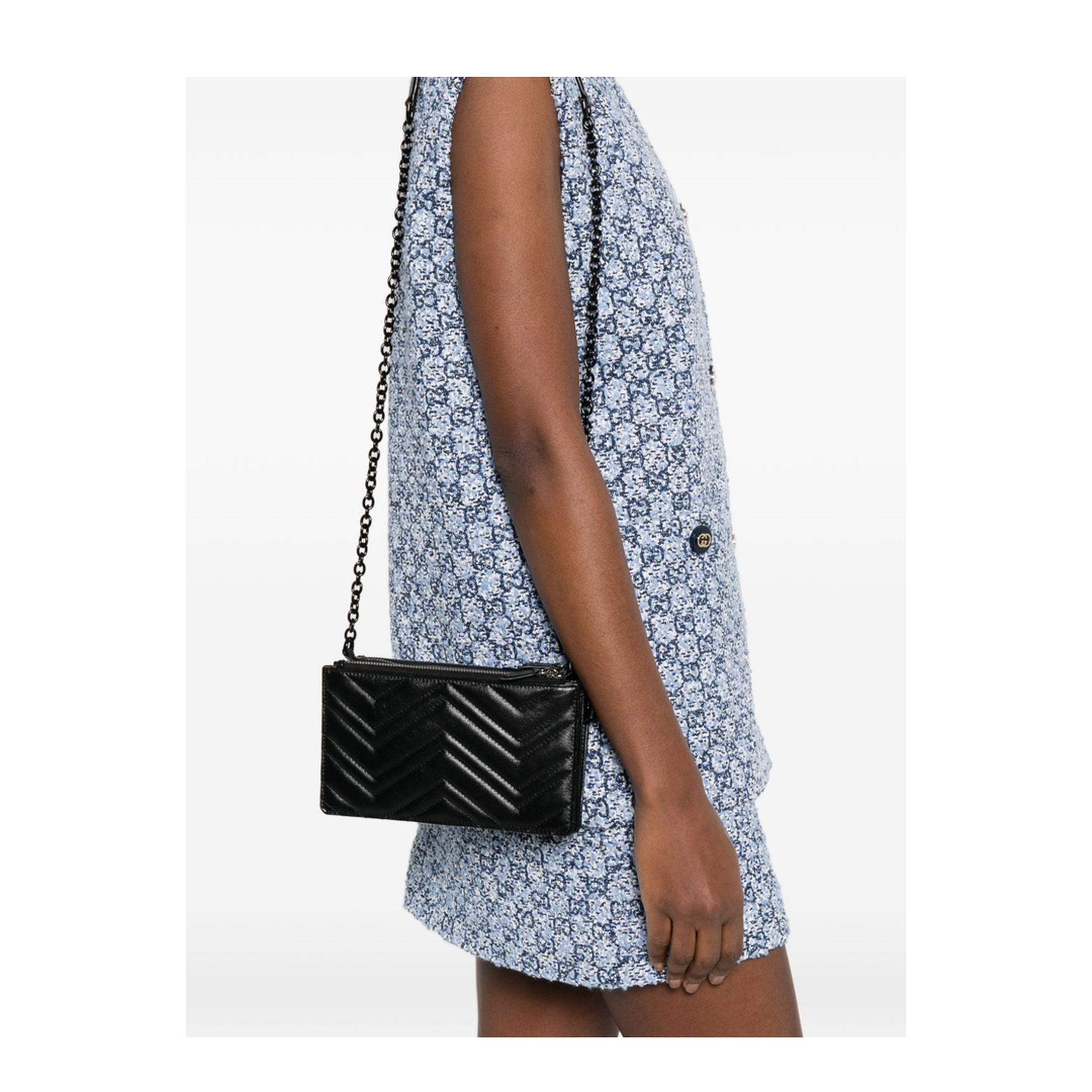 GG Marmont Mini Calfskin Leather Shoulder Bag - Black