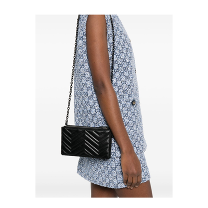 GG Marmont Mini Calfskin Leather Shoulder Bag - Black