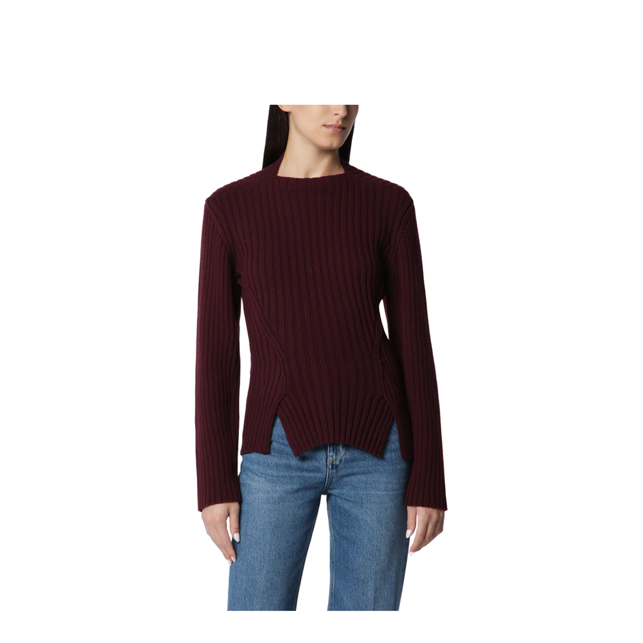 MAYFEYR - Victoria Beckham - Ribbed Sweater In Dark Grey Wool And Cashmere - 1326KJU007314AWOOM