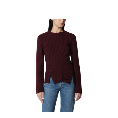 MAYFEYR - Victoria Beckham - Ribbed Sweater In Dark Grey Wool And Cashmere - 1326KJU007314AWOOM