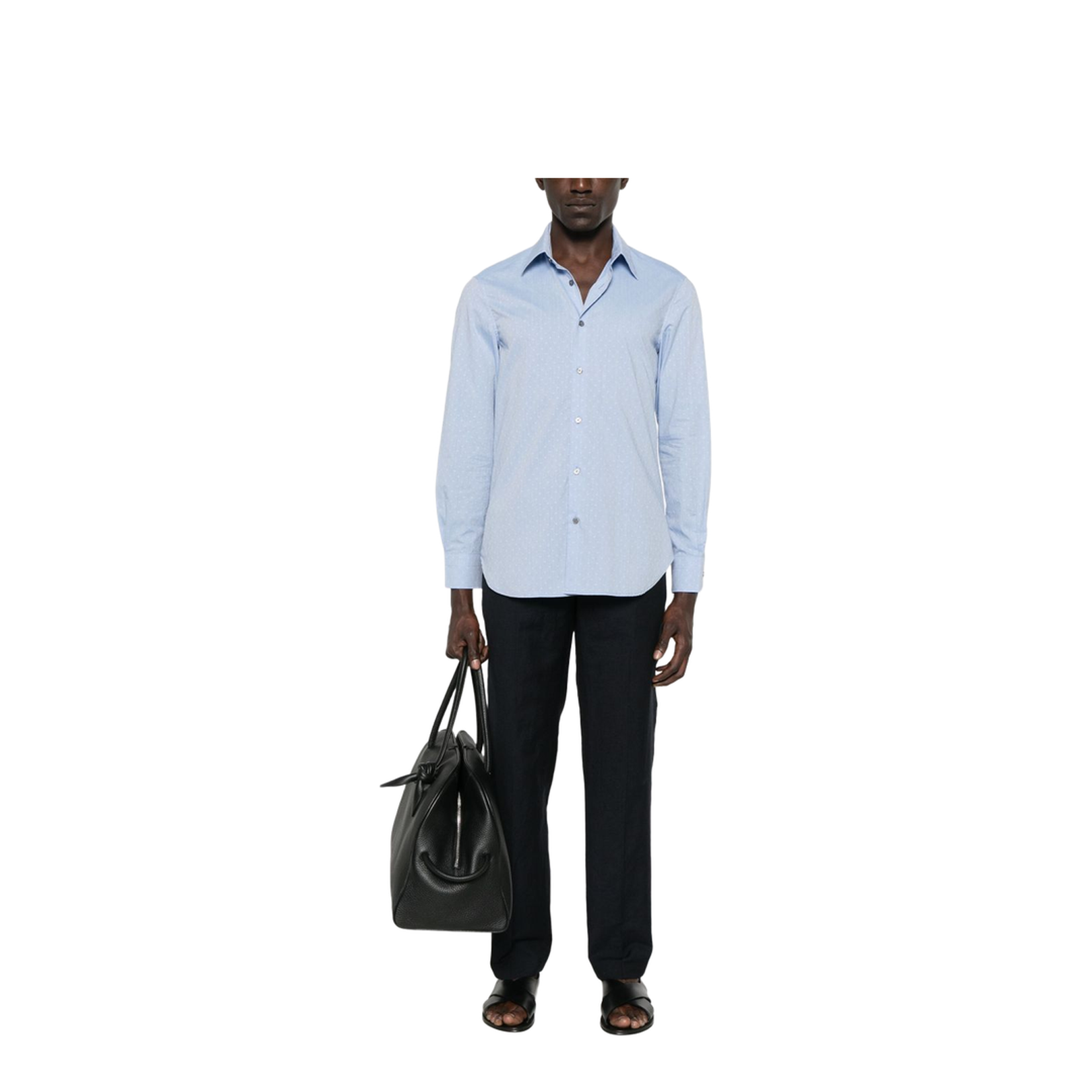 Cotton Shirt with All-Over Jacquard Logo