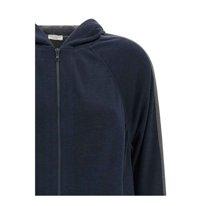 Cotton Blend Zip Hoodie Blue