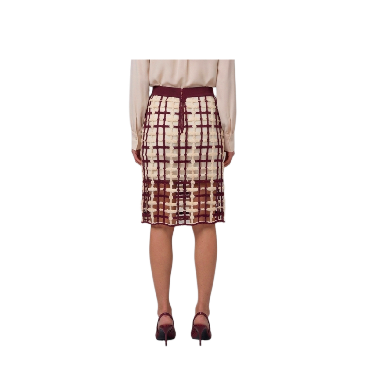 MAYFEYR - SUTTON NEW YORK - Burgundy Mesh Midi Skirt - D9722346270