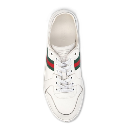 Stretch Low-Top Trainer in White Leather