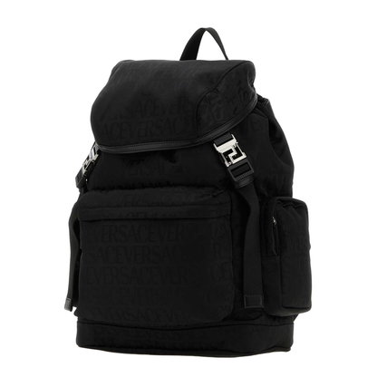 All Over Logo Nylon Backpack - Black