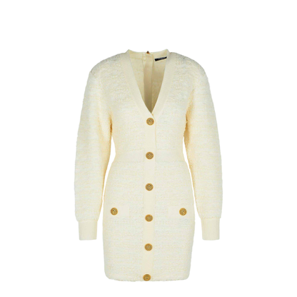 White Wool Blend Dress White