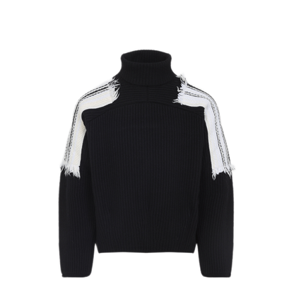 MAYFEYR - MORDECAI - Black Virgin Wool Jacquard Stripe Turtle Neck - 25A96MUK11013