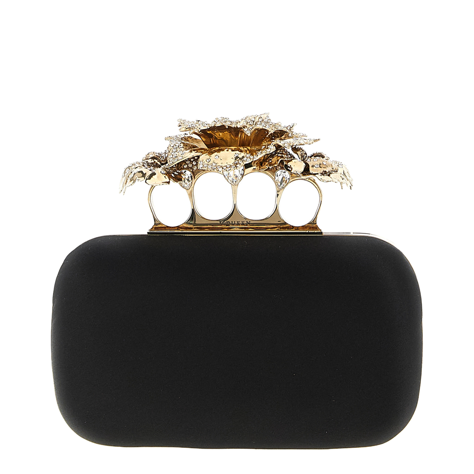 Carnation Knuckle Clutch in Black
