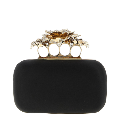 Carnation Knuckle Clutch in Black