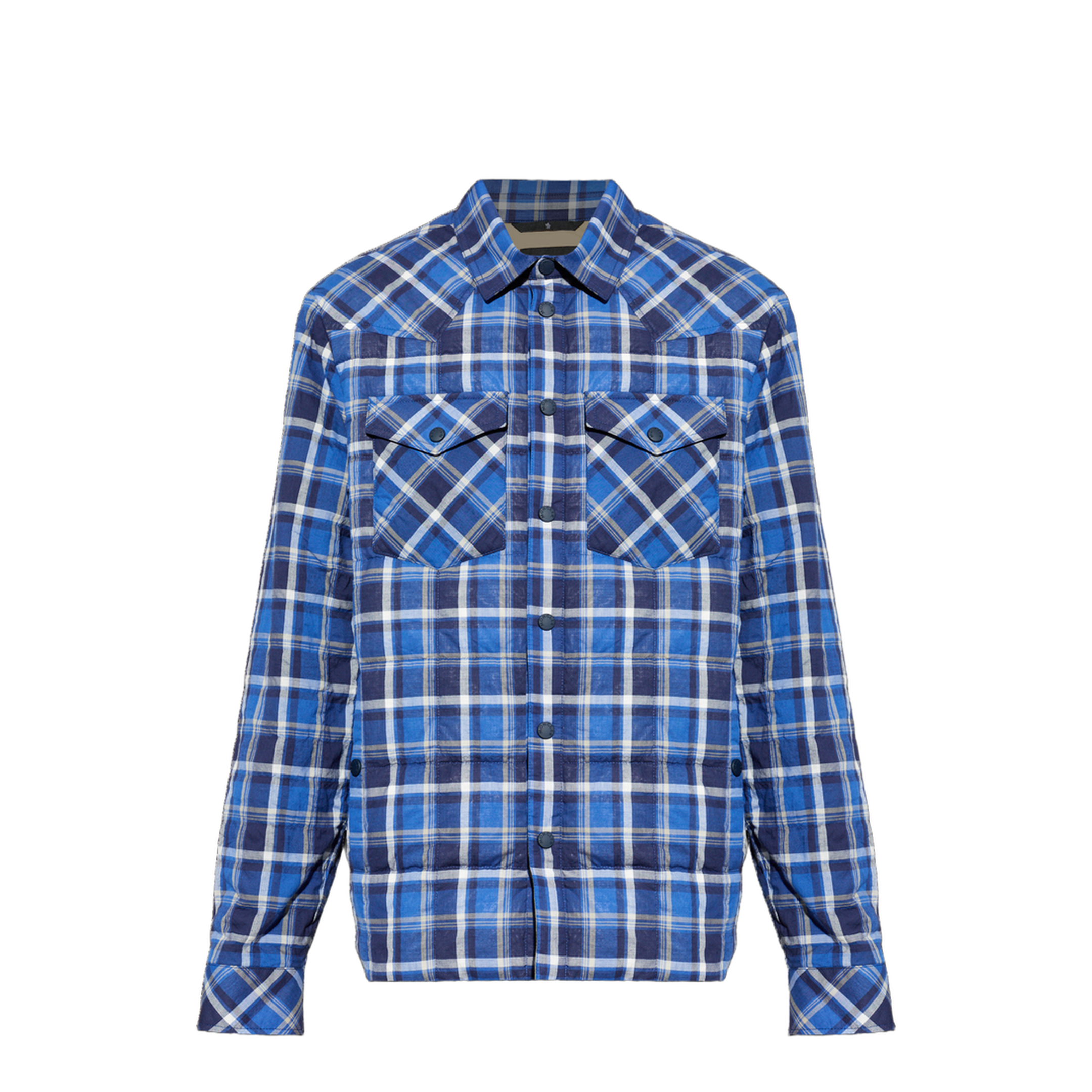 Black & Blue Gelt Check Cotton Blend Down Shirt Jacket