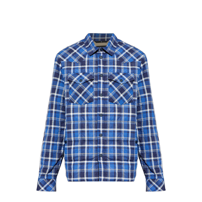 Black & Blue Gelt Check Cotton Blend Down Shirt Jacket