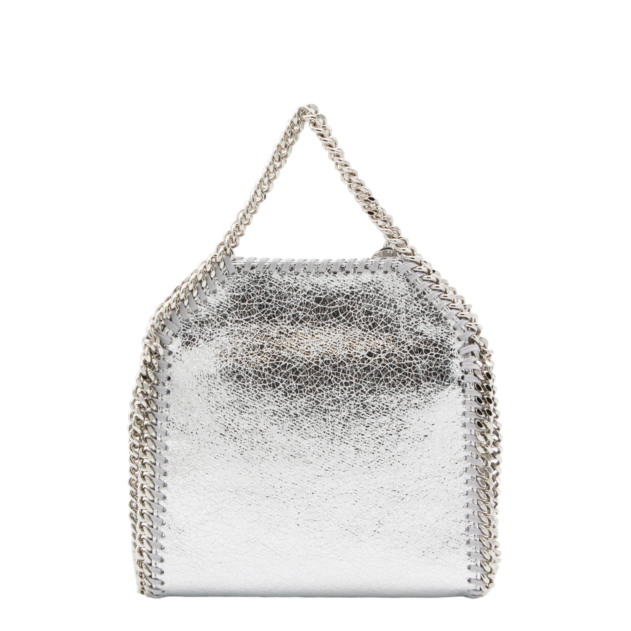 Falabella Tiny Cracked Metallic Polyester Tote Bag - Silver