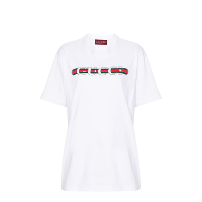 Printed Cotton Jersey T-Shirt in White