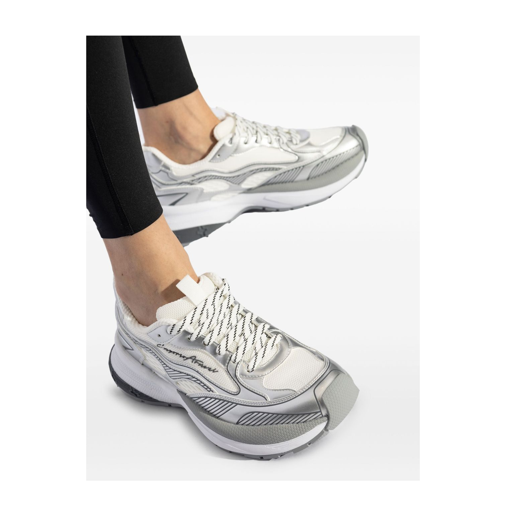 Mesh Sneakers with Laminated Details
