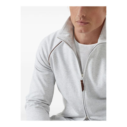 Zipped Cotton Sweatshirt - Grey