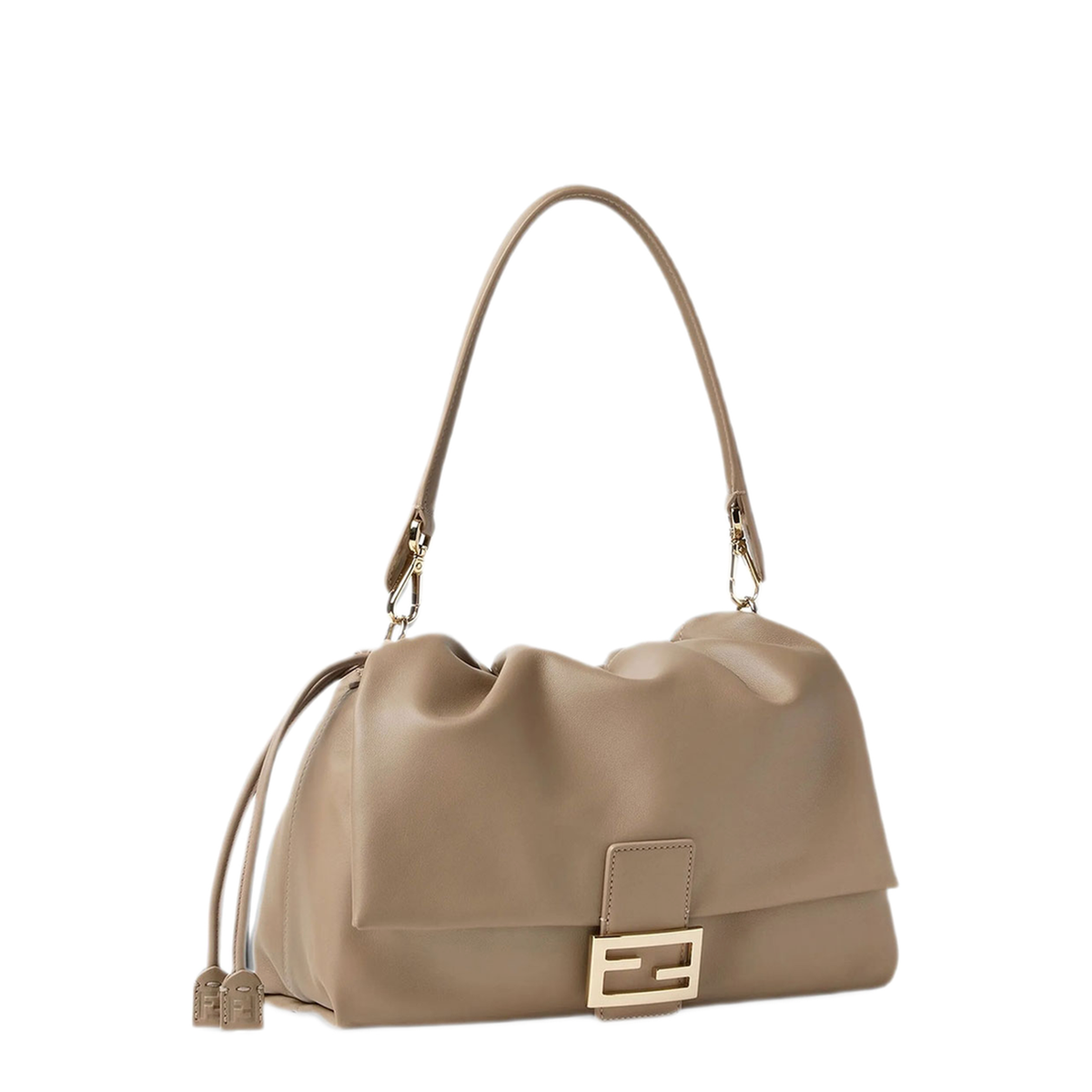 Baguette Soft Large Lambskin One Shoulder Bag - Taupe