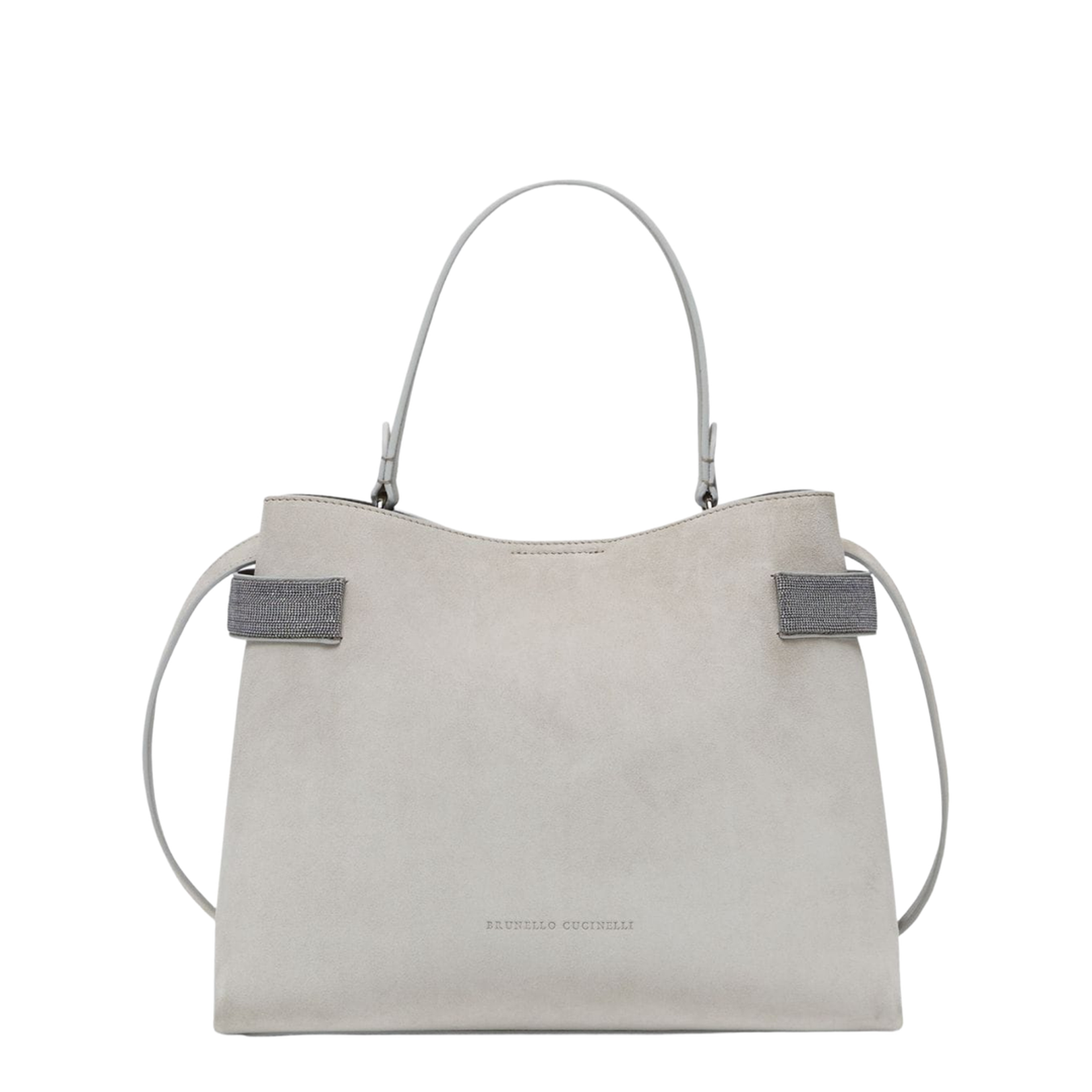 Grey Suede Leather Shoulder Bag