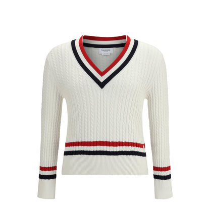 MAYFEYR - Thom Browne - Intarsia Cable-Knit V-Neck Sweater - MKA581AY3014