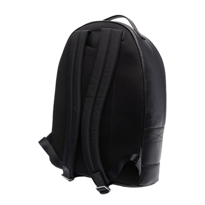 Jet-Black Leather Zip-Up Backpack