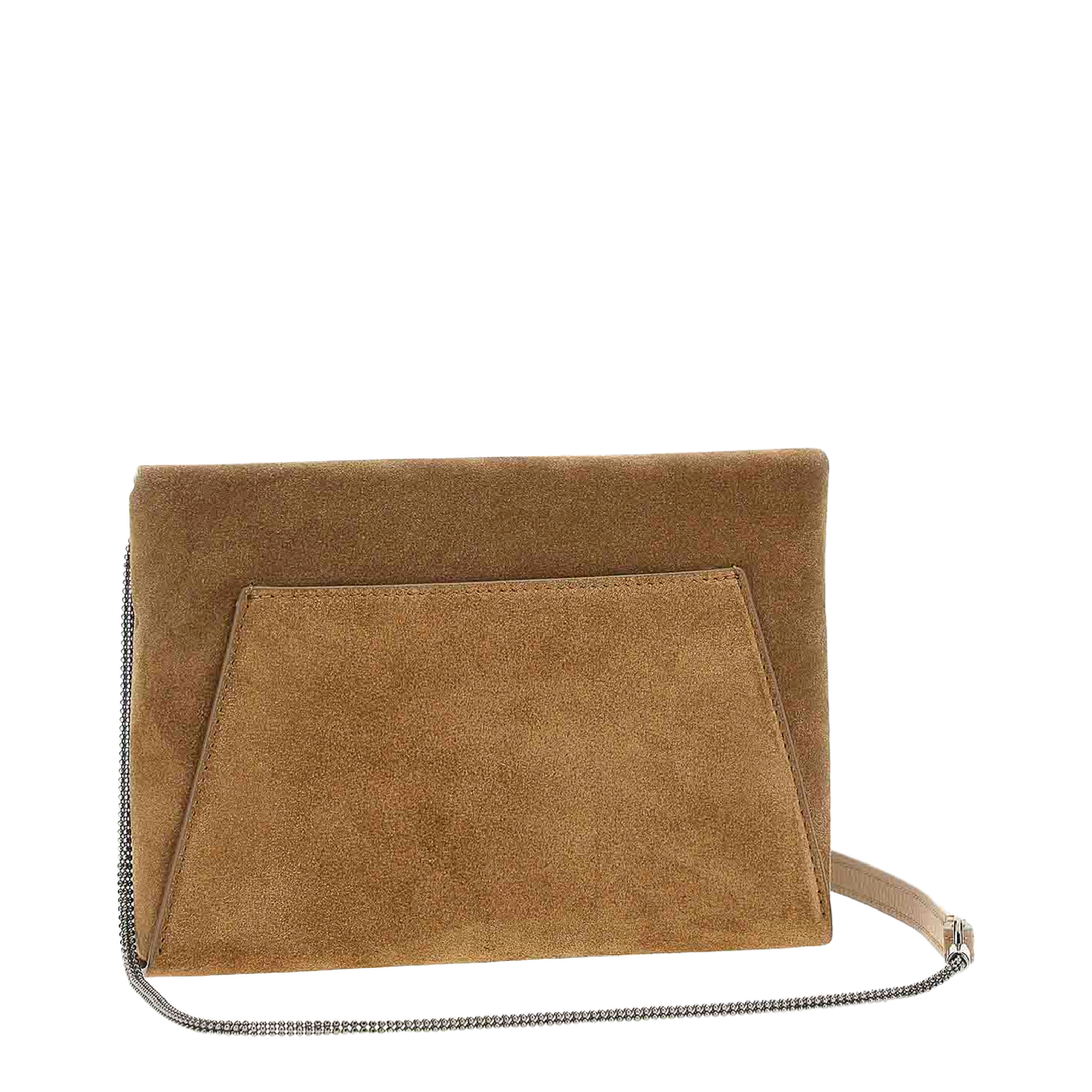 Suede Clutch Bag Brown