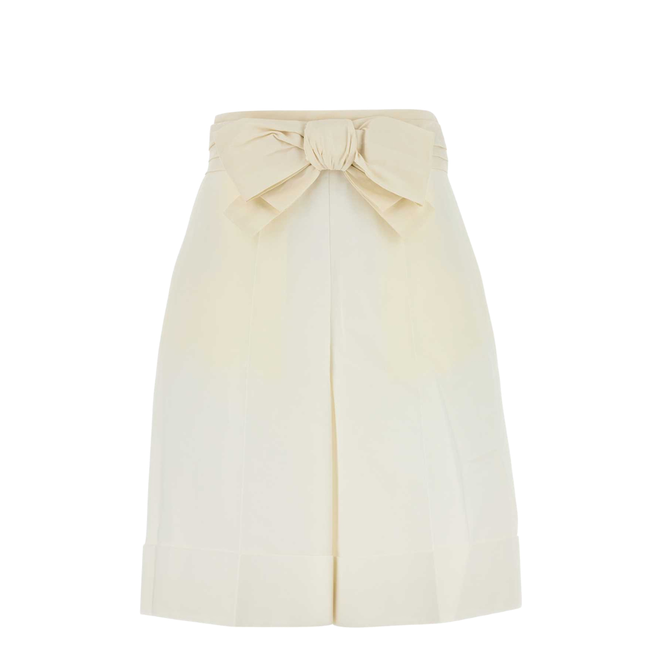 White Cotton Blend Bermuda Shorts