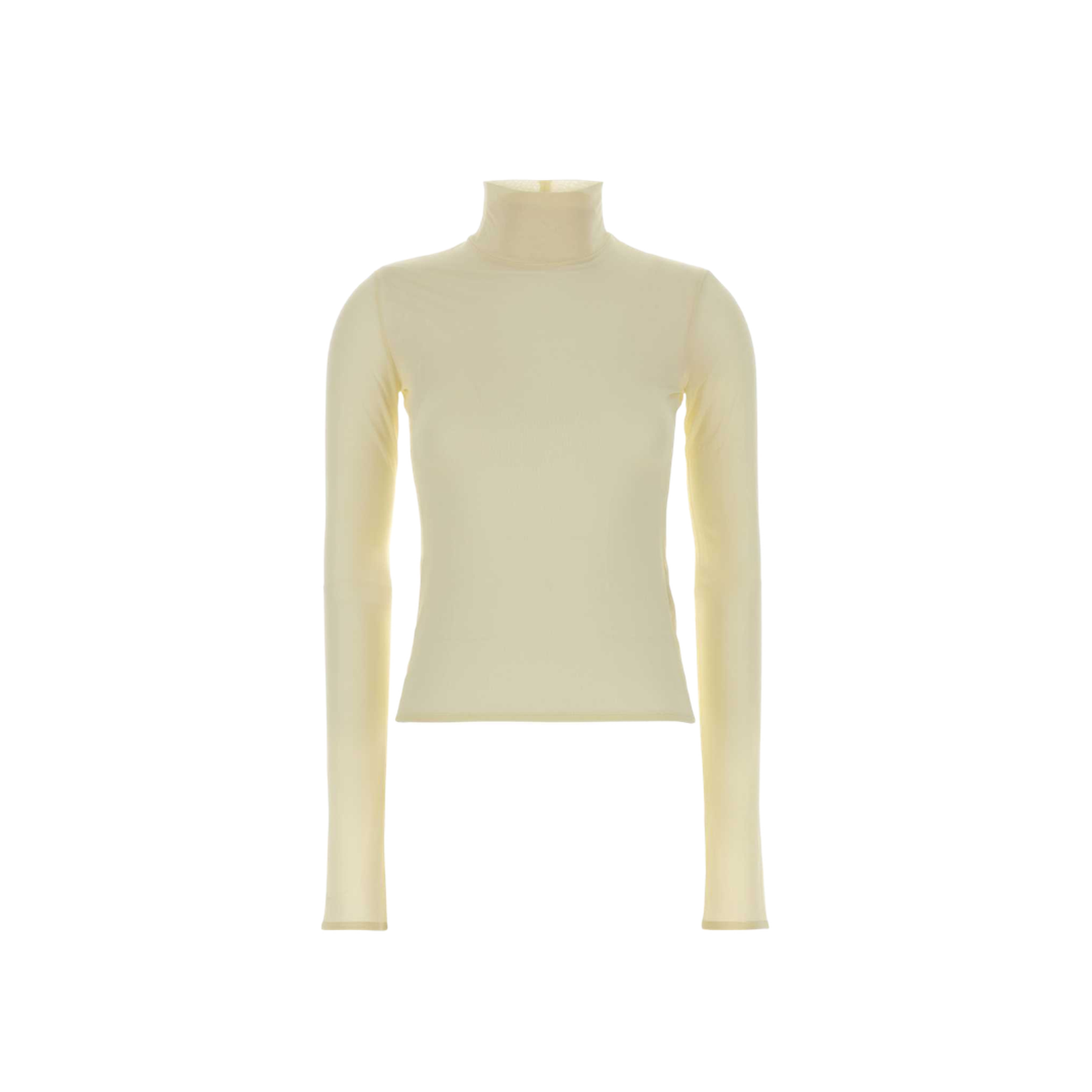 Long Sleeve Turtleneck Fitted Top In Neutral