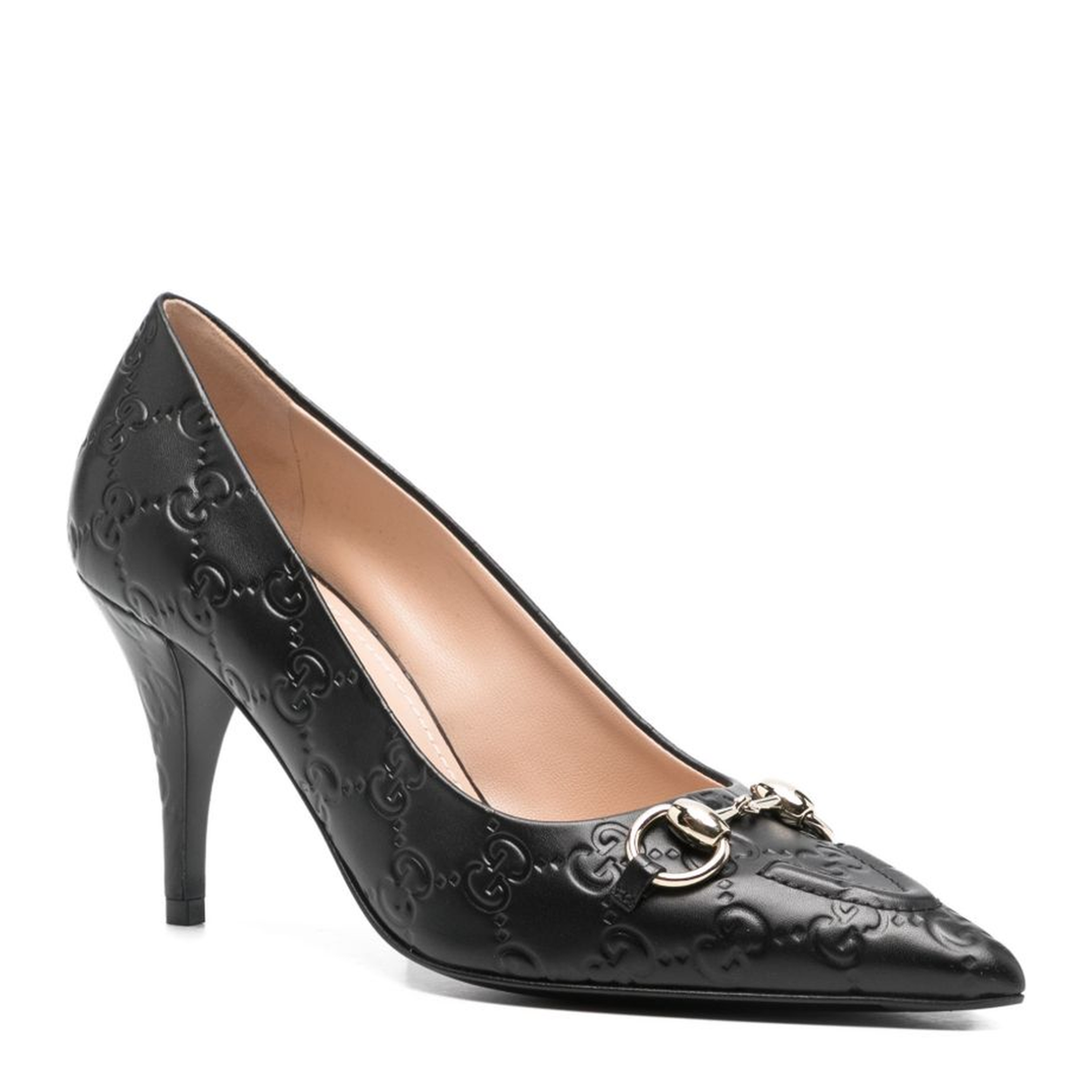 Black Leather Pumps with Horsebit