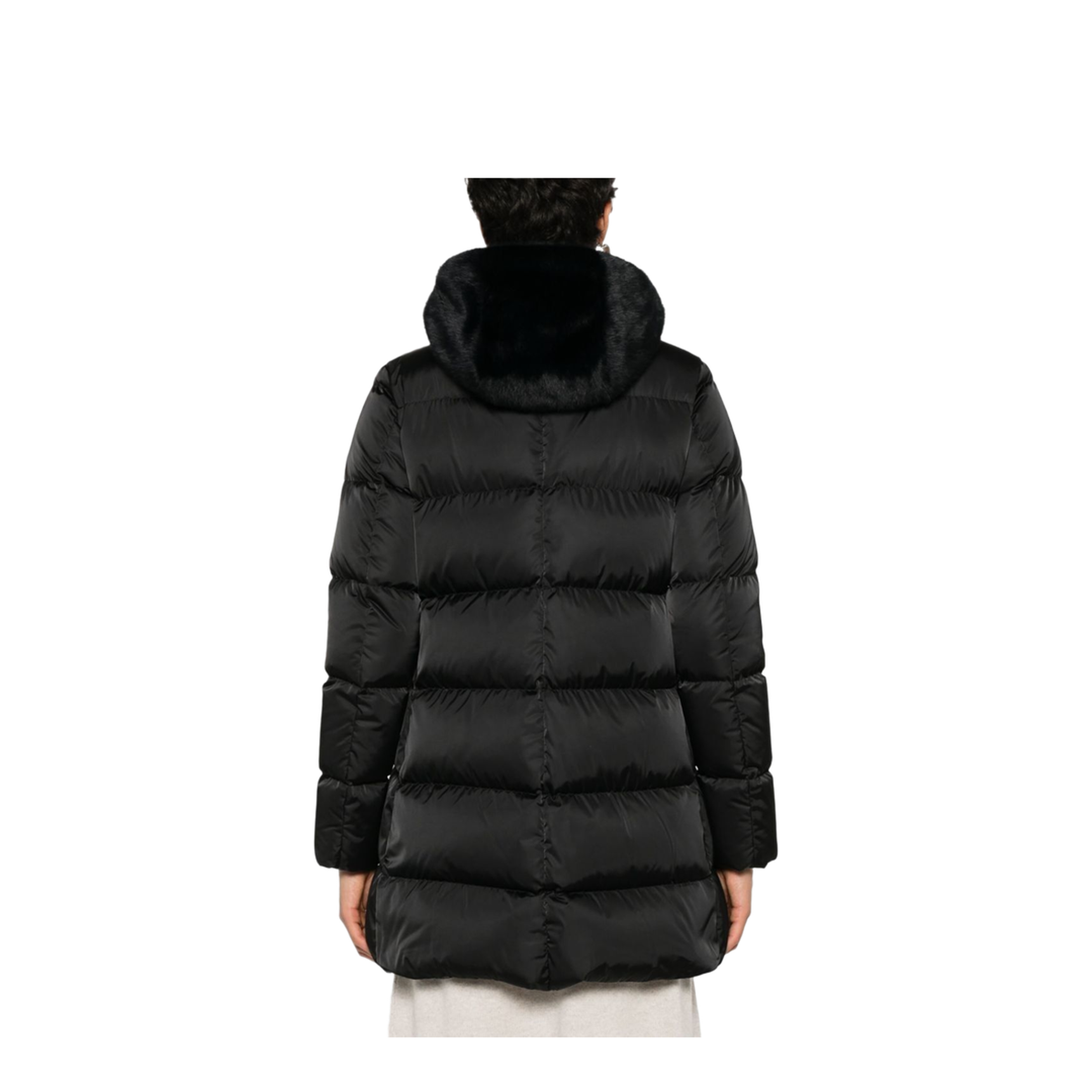 MAYFEYR - Herno - A-Shape Down Jacket In Satin And Alternative Fur - PI001934D12170Z