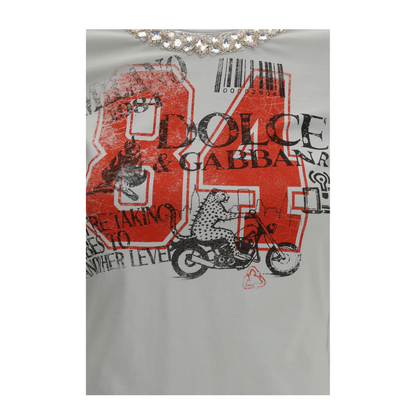 MAYFEYR - Dolce & Gabbana - Jersey T-Shirt With Print And Crystals - F8V81ZGDDPA