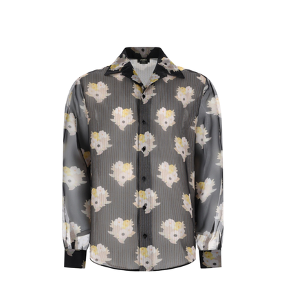 Printed Black Organza Shirt