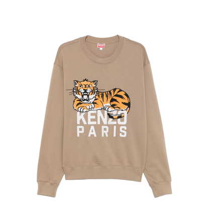 Happy Tiger Embroidered Sweatshirt in Cotton