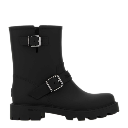 MAYFEYR - Jimmy Choo - Biker Rain Black Rubber Ankle Boots - BIKERRAINTPYBLACK