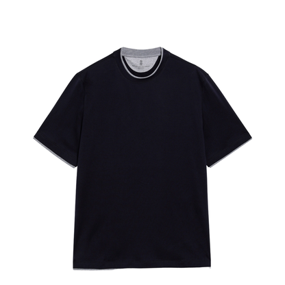MAYFEYR - Brunello Cucinelli - Crew-Neck Cotton Jersey T-Shirt With Faux Layering, Cobalt - M0B137427COCD325
