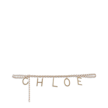 Gold-Tone Interlocking Chain Design Lettered Detailing Adjustable Length Clasp Fastening