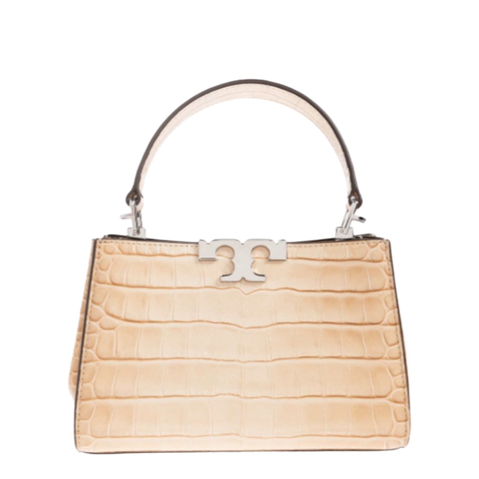 Embossed Leather Compact Trapezoid Bag