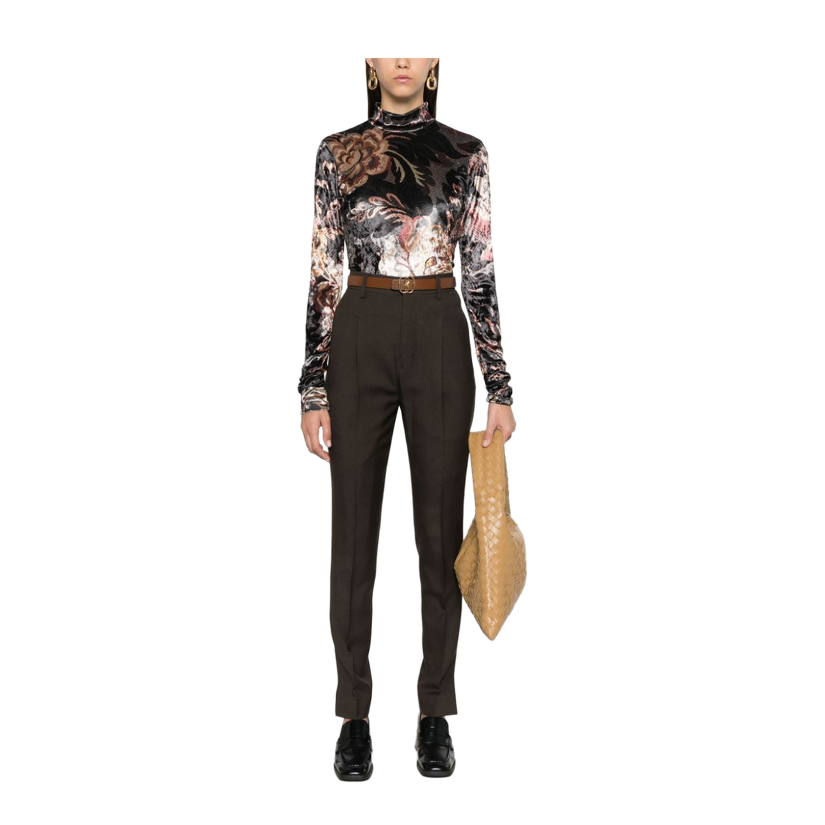 Printed High-Neck Sweater