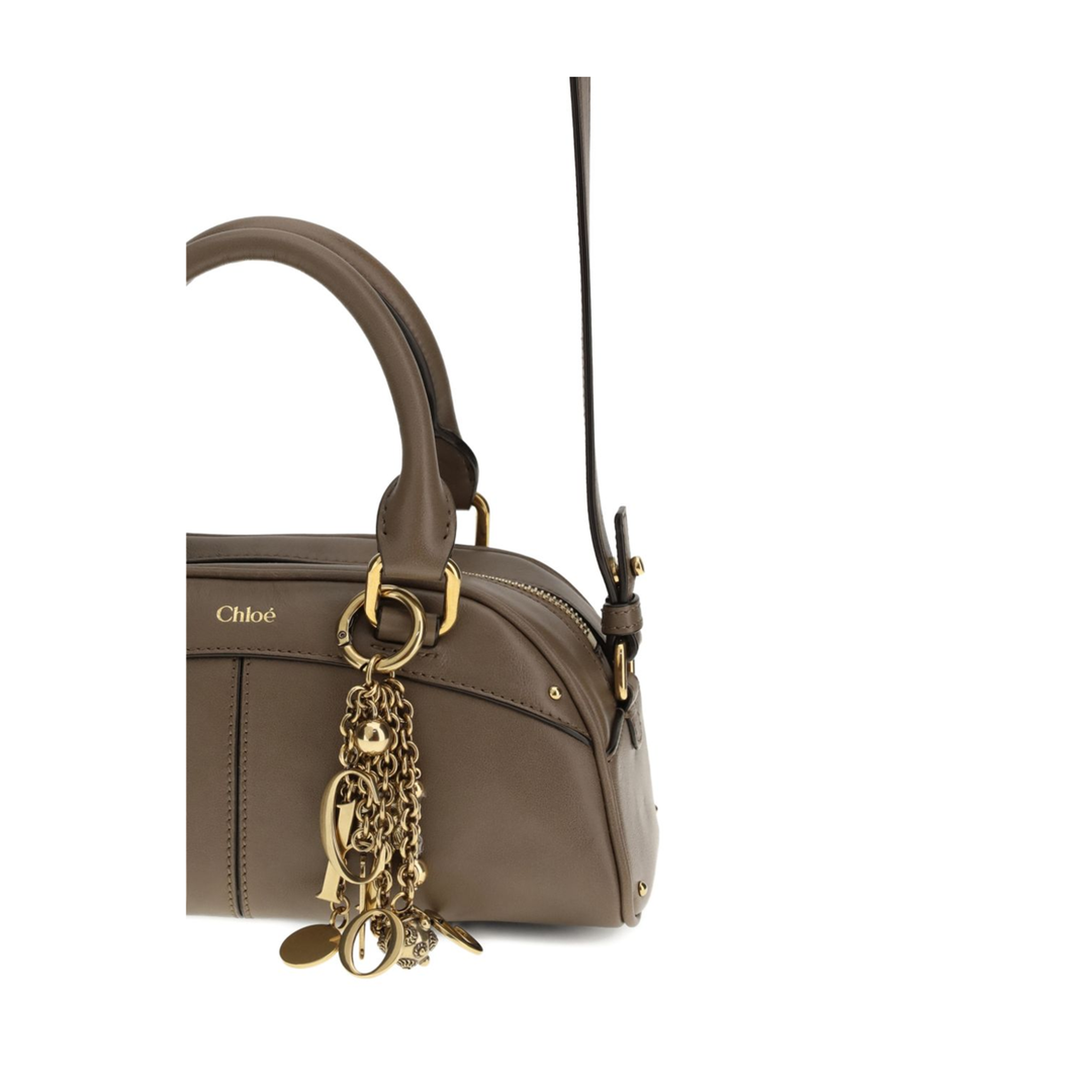 Small Bowling Bag in Soft Leather Beige