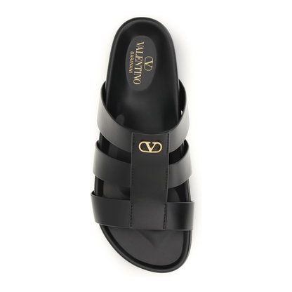 MAYFEYR - Valentino - Studshield Leather Slide Sandals - 8Y2S0M95BEK